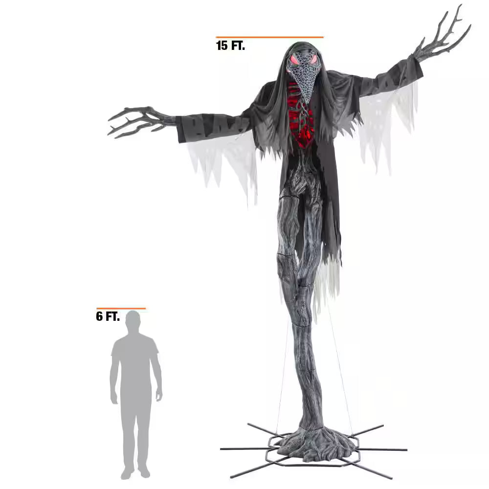 Grave and Bones Giant Animated LED Gally Crow Halloween Decoration 15 Feet