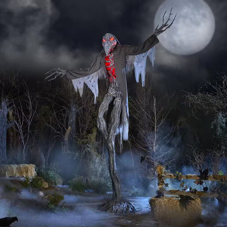 Grave and Bones Giant Animated LED Gally Crow Halloween Decoration 15 Feet