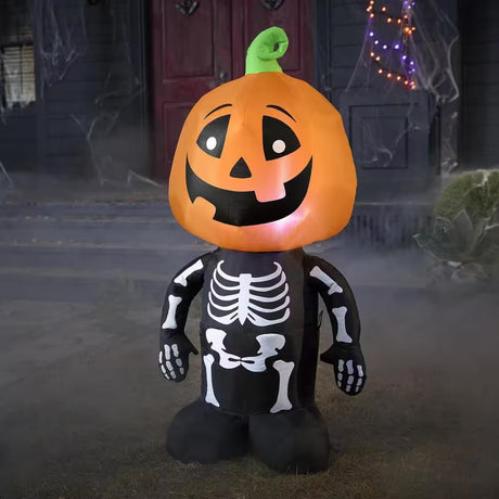 Halloween Classics LED Skeleton Pumpkin Airblown Inflatable Indoor Outdoor Decoration