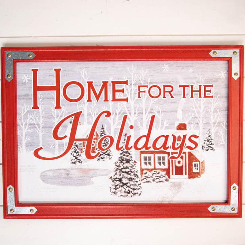 25.9” Wood “Home For The Holidays” Wall Decor