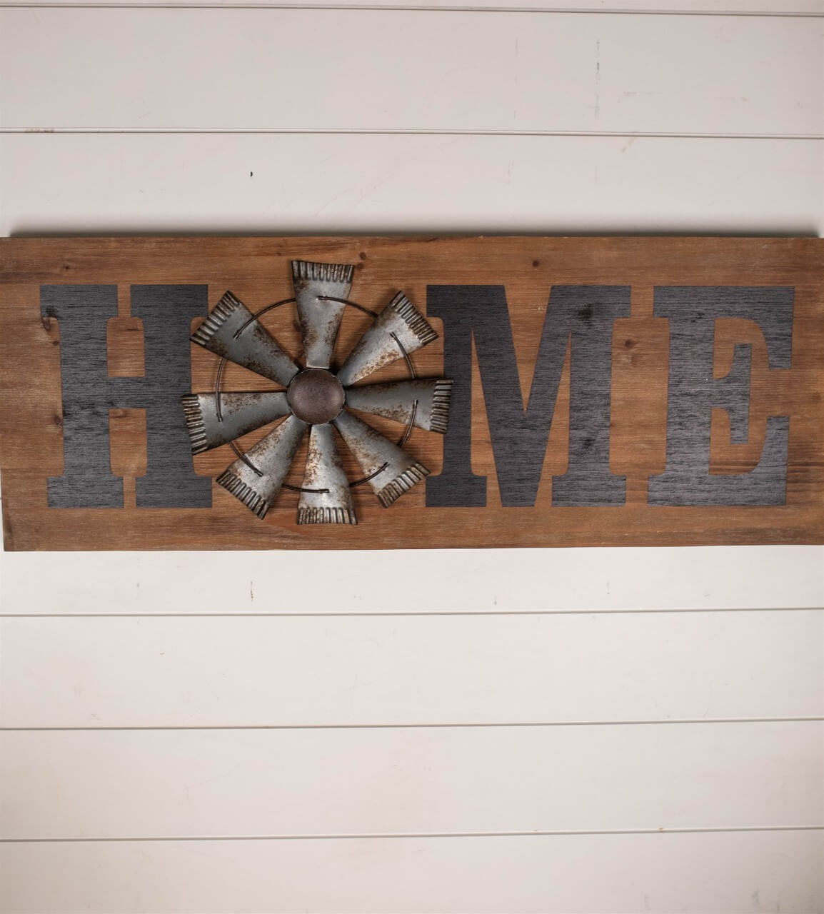 31" Wood and Metal Windmill "Home" Sign