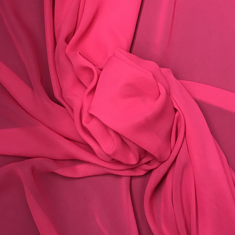 Hot Pink Chiffon Fabric - Hot Pink, Sheer, 59"-60" Width (1 Yard)