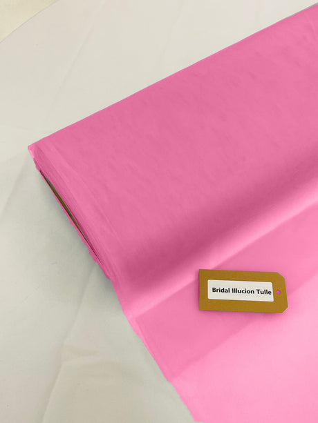 Hot Pink Bridal Illusion Tulle Polyester Fabric - Hot Pink Sheer Tulle, 108" Width (1 Roll)