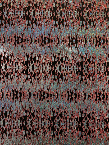 Hot Rod Flame Nylon Spandex Fabric - Holographic Flame Print, 58" Width (1 Yard)