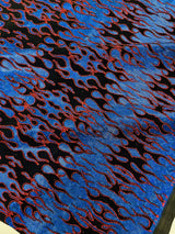 Hot Rod Flame Nylon Spandex Fabric - Holographic Flame Print, 58" Width (1 Yard)