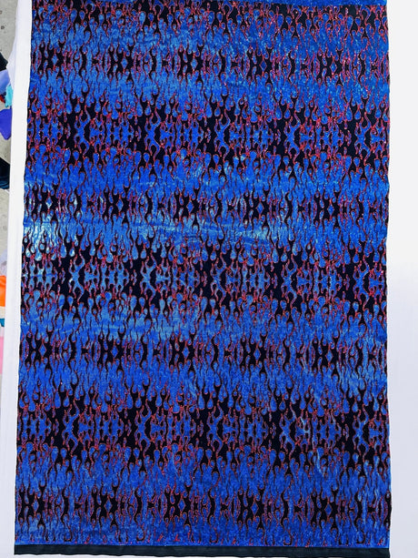 Hot Rod Flame Nylon Spandex Fabric - Holographic Flame Print, 58" Width (1 Yard)
