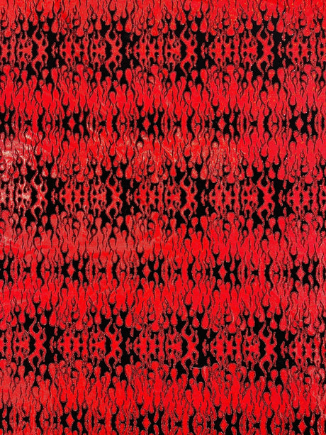 Hot Rod Flame Nylon Spandex Fabric - Holographic Flame Print, 58" Width (1 Yard)