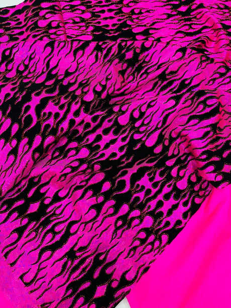 Hot Rod Flame Nylon Spandex Fabric - Holographic Flame Print, 58" Width (1 Yard)