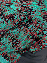 Hot Rod Flame Nylon Spandex Fabric - Holographic Flame Print, 58" Width (1 Yard)