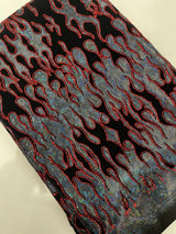 Hot Rod Flame Nylon Spandex Fabric - Holographic Flame Print, 58" Width (1 Yard)