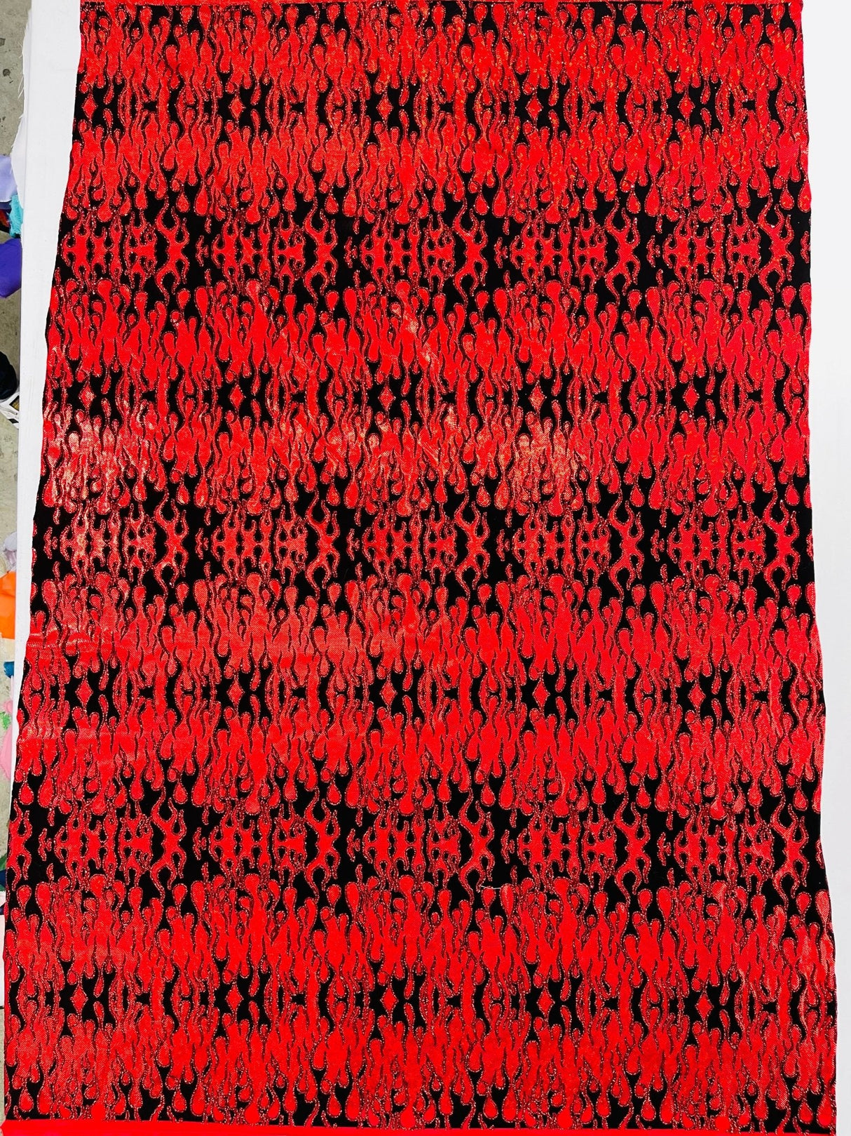 Hot Rod Flame Nylon Spandex Fabric - Holographic Flame Print, 58" Width (1 Yard)