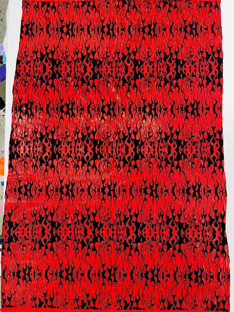 Hot Rod Flame Nylon Spandex Fabric - Holographic Flame Print, 58" Width (1 Yard)