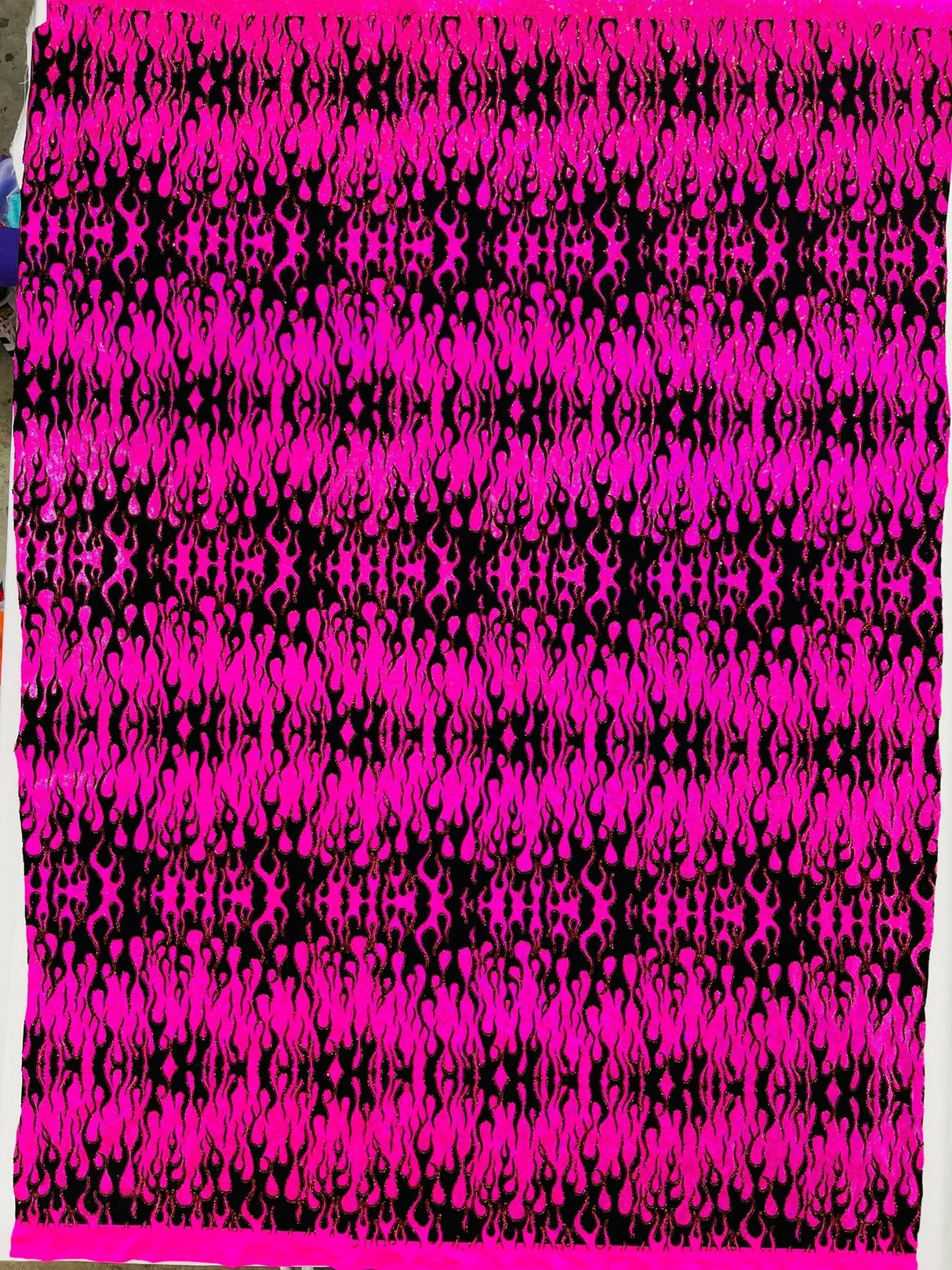 Hot Rod Flame Nylon Spandex Fabric - Holographic Flame Print, 58" Width (1 Yard)