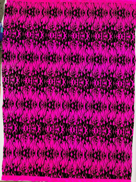 Hot Rod Flame Nylon Spandex Fabric - Holographic Flame Print, 58" Width (1 Yard)
