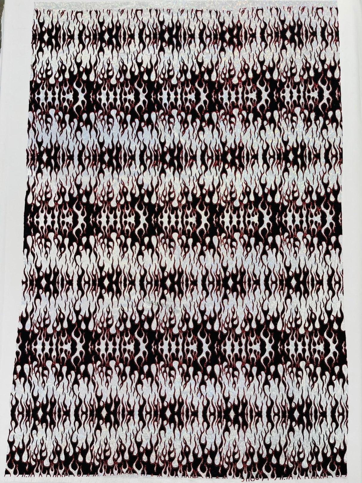 Hot Rod Flame Nylon Spandex Fabric - Holographic Flame Print, 58" Width (1 Yard)