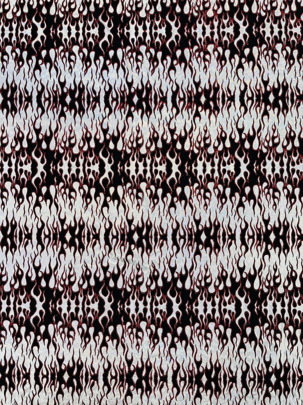 Hot Rod Flame Nylon Spandex Fabric - Holographic Flame Print, 58" Width (1 Yard)
