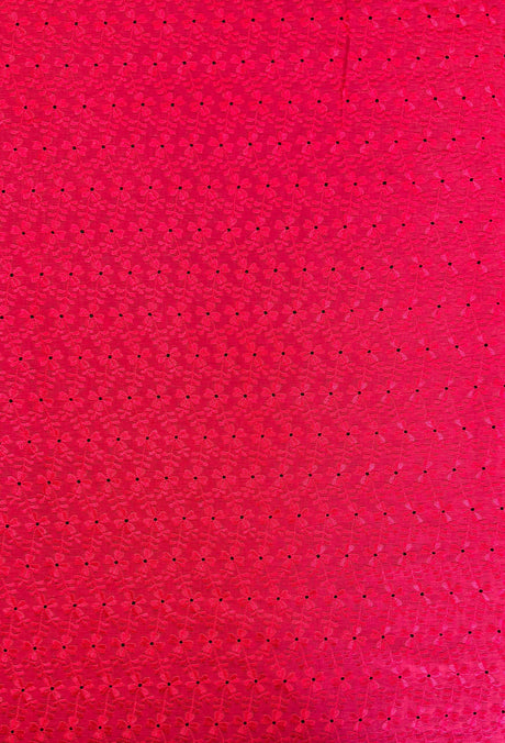 Heavy Eyelet Polyester Cotton Fabric - Hot Pink Floral Embroidery, 41"-42" Width