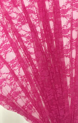 Hot Pink Nylon Spandex Stretch Lace Fabric - Shimmery Floral Sheer, Hot Pink, 58/60" Width (1 Yard)