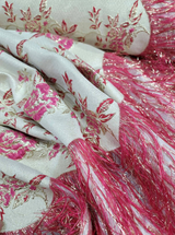 Brocade Jacquard Floral Fuchsia Gold