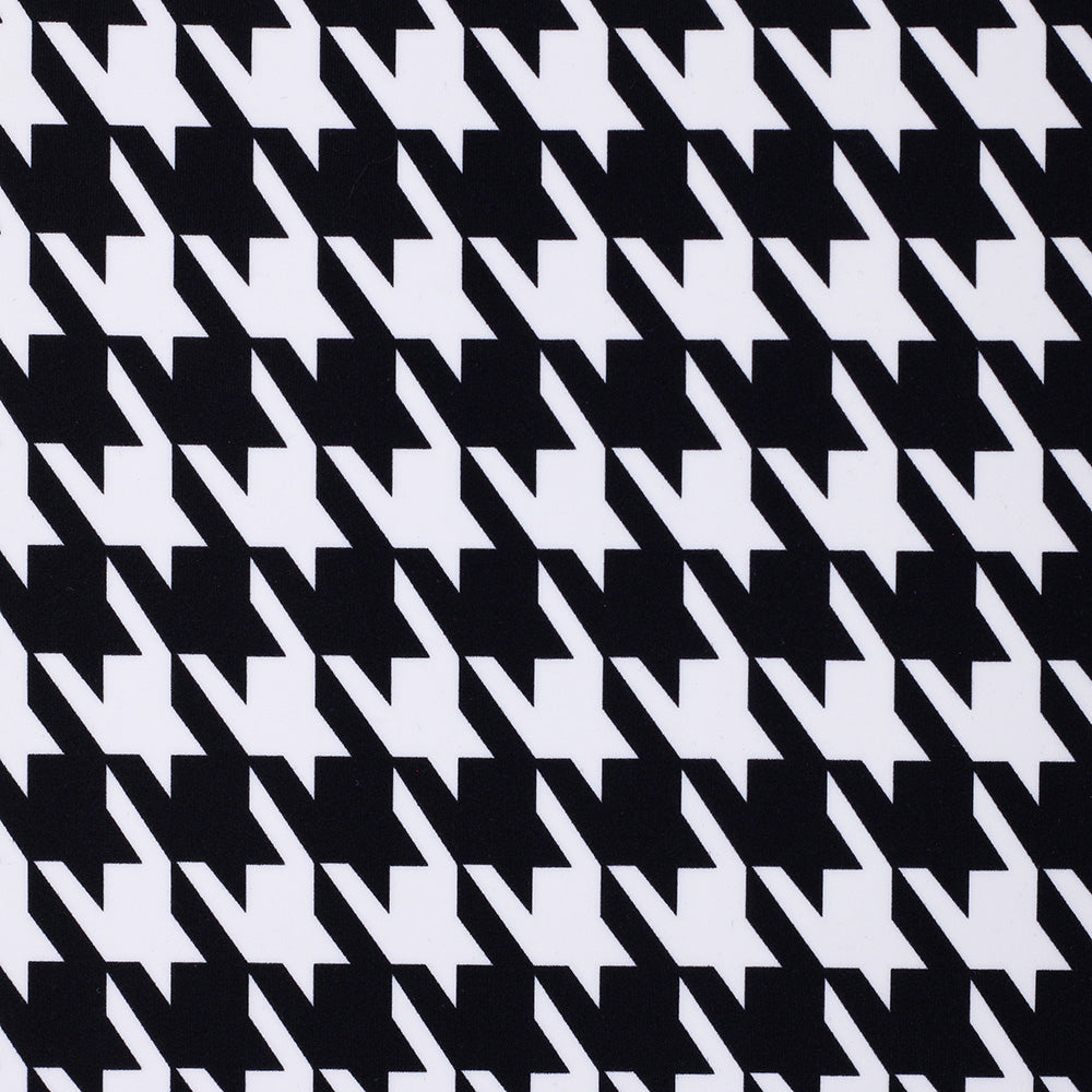 Houndstooth Nylon Spandex Fabric - Black And White Houndstooth Print, 58/60" Width, 200 GSM (1 Yard)