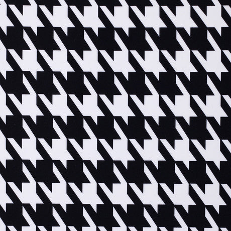 Houndstooth Nylon Spandex Fabric - Black And White Houndstooth Print, 58/60" Width, 200 GSM (1 Yard)