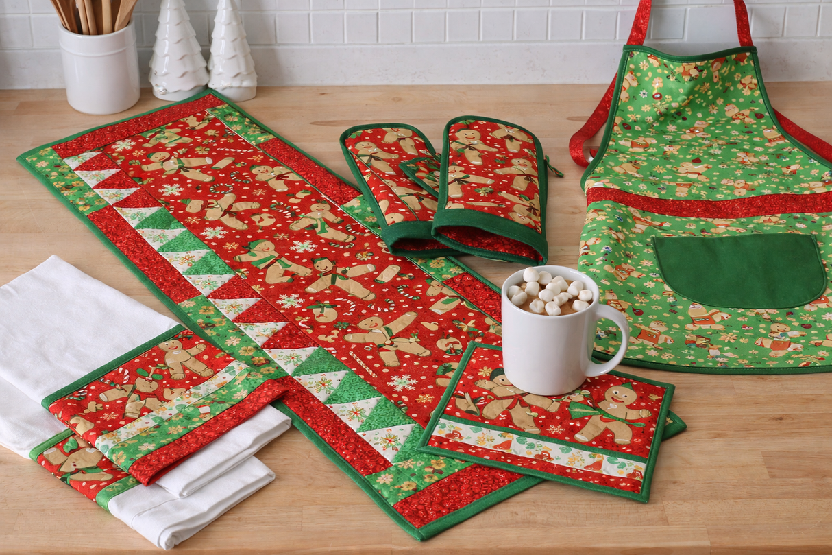 Quilting Cotton Gingerbread Ninja on Red Timeless Treasures