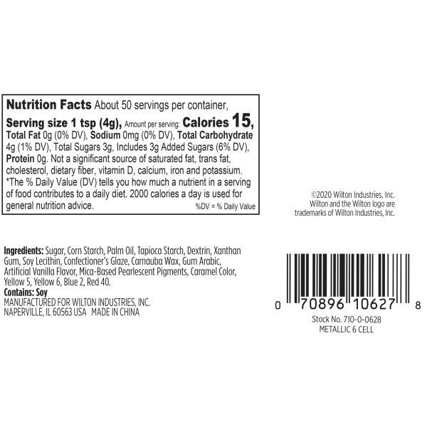 Wilton 6-Cell Metallic Sprinkles Mix with Turning Lid, 7.09 oz.