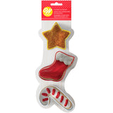 Wilton Metal Christmas Cookie Cutter Set, 3-Piece (Star, Candy Cane, Stocking)