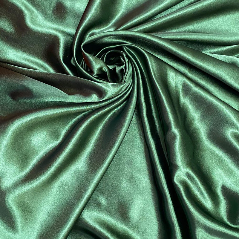 Crepe Satin Polyester Fabric - Hunter Green, Shiny Satin, 58" Width (1 Yard)