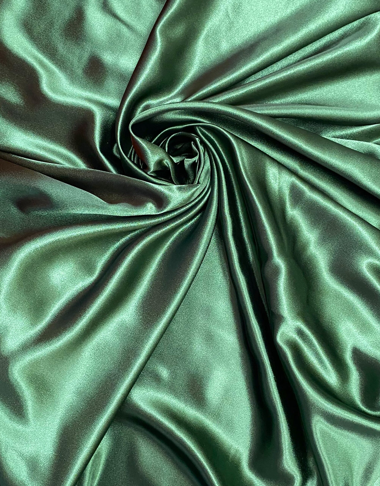 Crepe Satin Polyester Fabric - Hunter Green, Shiny Satin, 58" Width (1 Yard)