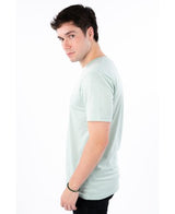 Lucky & Blessed Life 3142P Polyester Cotton T-Shirt - Heather Stone Blue, Lightweight, Ribbed Neck (1 Piece)