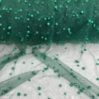 Pearl Tulle Polyester Fabric - Soft Mesh With Scattered Pearls, 58" Width
