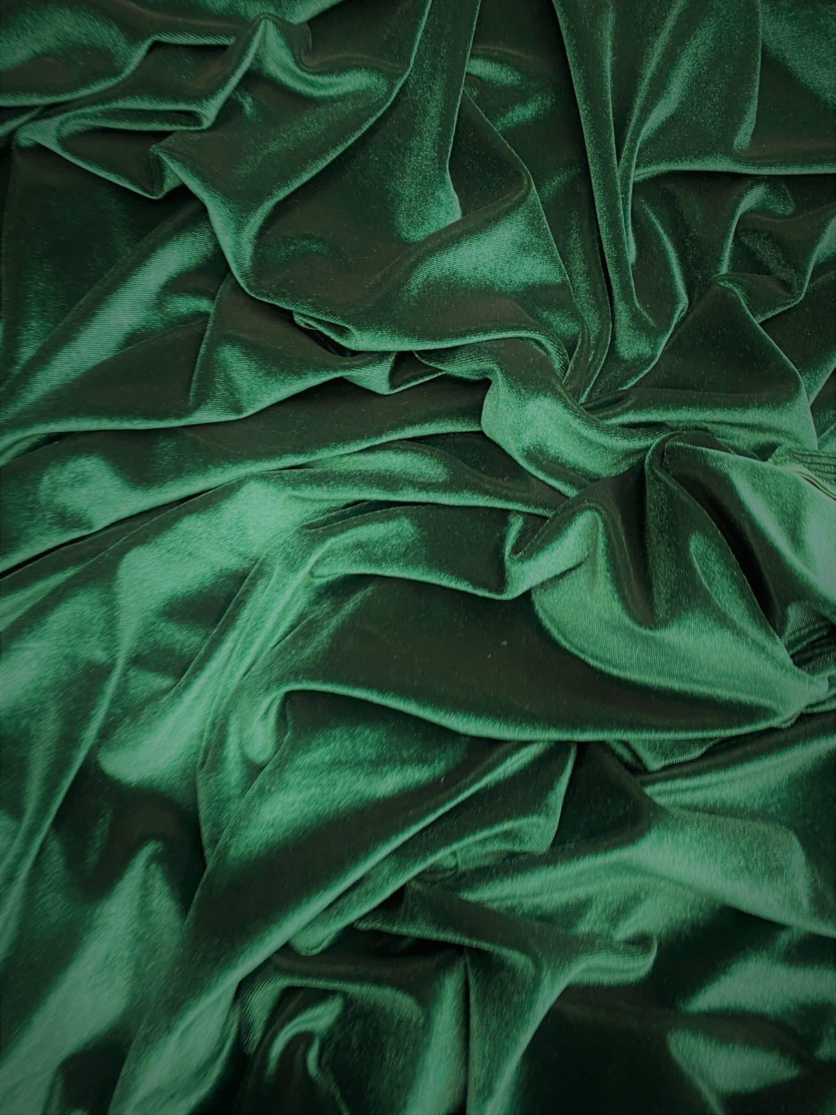 Fores Green Stretch Velvet Fabric - Fores Green, Stretch Velvet, 58"-60" Width