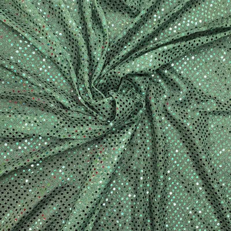 Hunter Green Small Confetti Sequin Polyester Fabric - Hunter Green Confetti Dots, 42" Width (1 Yard)