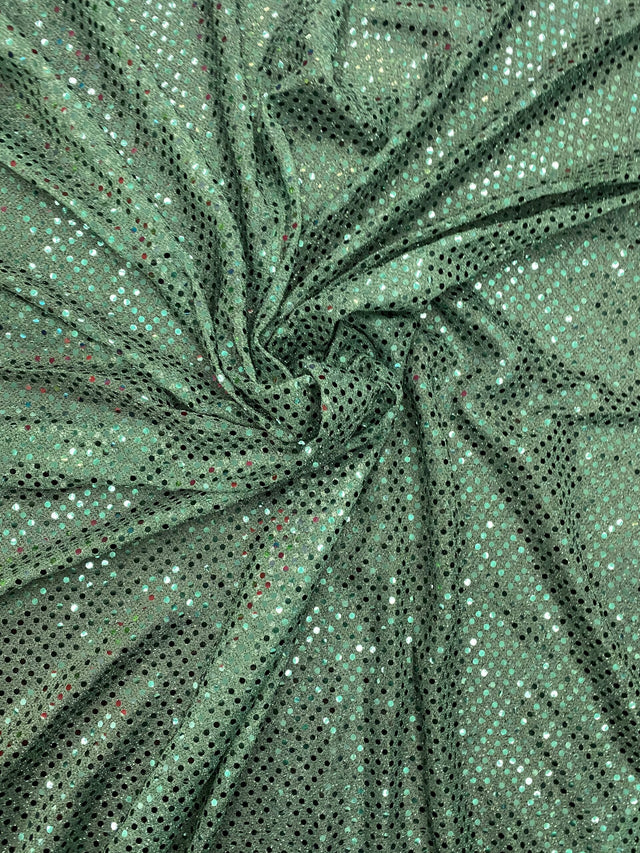 Hunter Green Small Confetti Sequin Polyester Fabric - Hunter Green Confetti Dots, 42" Width (1 Yard)