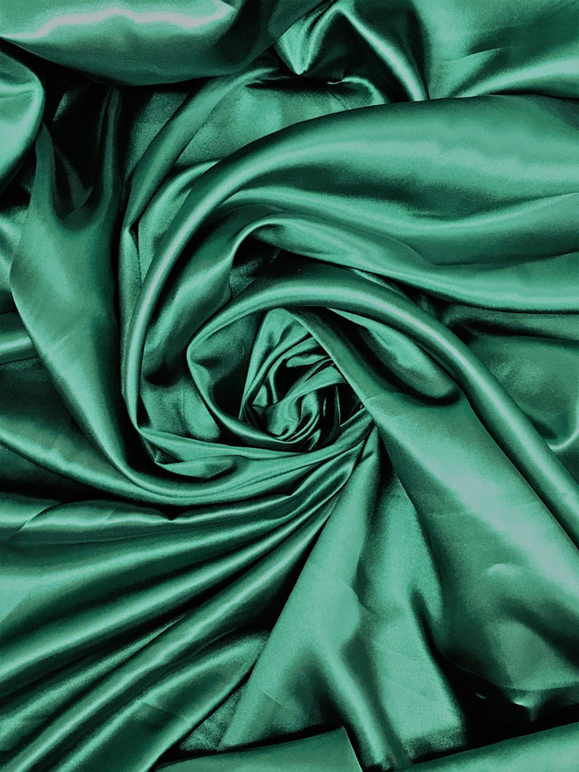 Hunter Green Medium Satin Polyester Fabric - Hunter Green, Satin, 58"-60" Width