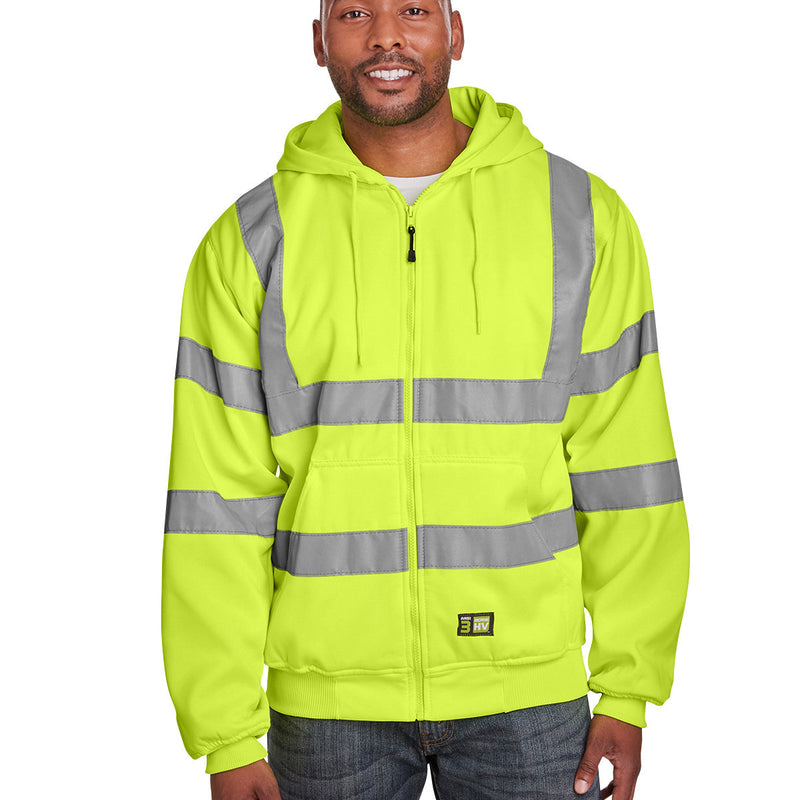 Men's Tall Hi-Vis Class 3 Lined Full-Zip Hooded Sweatshirt