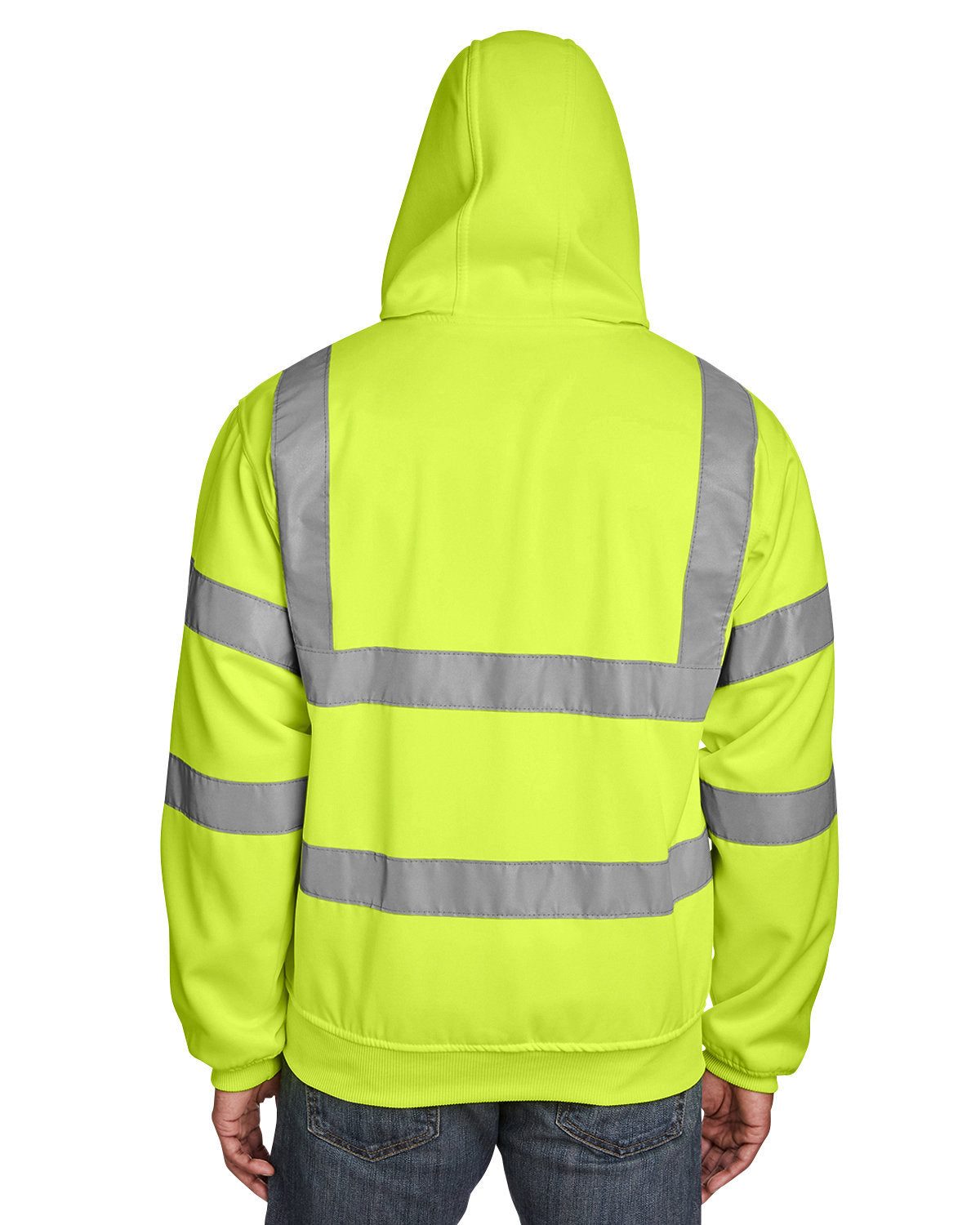 Men's Tall Hi-Vis Class 3 Lined Full-Zip Hooded Sweatshirt