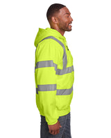 Men's Tall Hi-Vis Class 3 Lined Full-Zip Hooded Sweatshirt