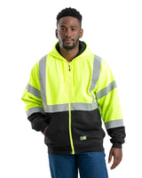 Men's Hi-Vis Class 3 Color Block Full-Zip Hooded Sweatshirt