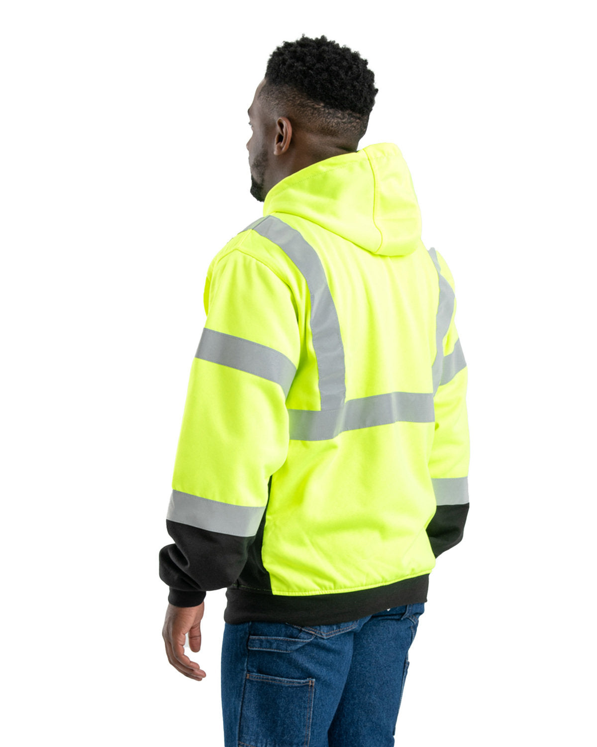 Men's Hi-Vis Class 3 Color Block Full-Zip Hooded Sweatshirt