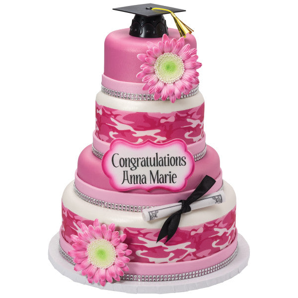 Graduation Black Grad Cap with Tassels Layon Cake - 12 set