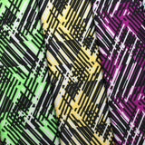 Hyperactive Nylon Spandex Fabric - Geometric Abstract Print, Lime/Black, Turquoise/Black, Yellow/Black, Coral/Black, Purple/Black, 58/60" Width (1 Yard)
