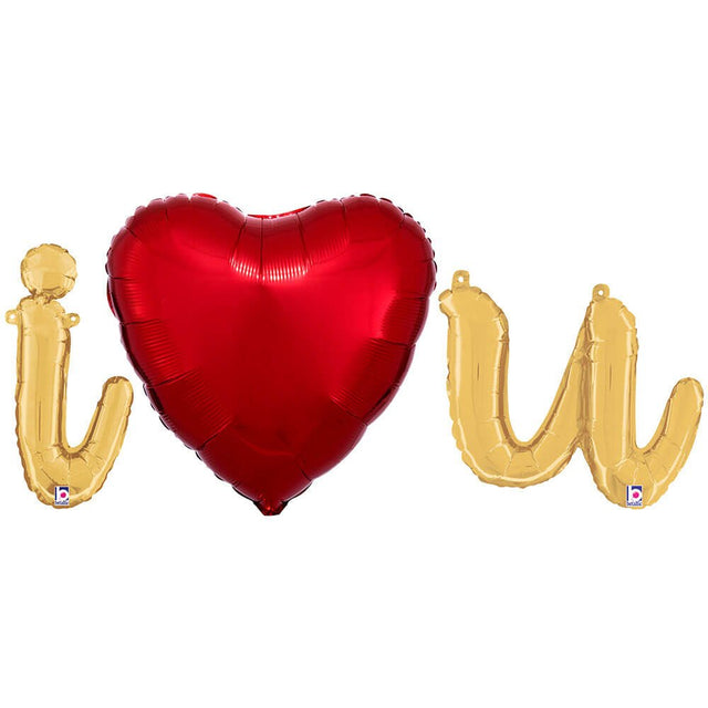 Foil Balloon I Heart U Script Letters Kit