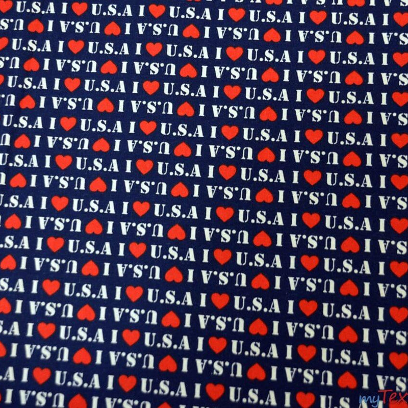 I Love USA 100 Percent Cotton Fabric - Patriotic Print, 58/60" Width (1 Yard)
