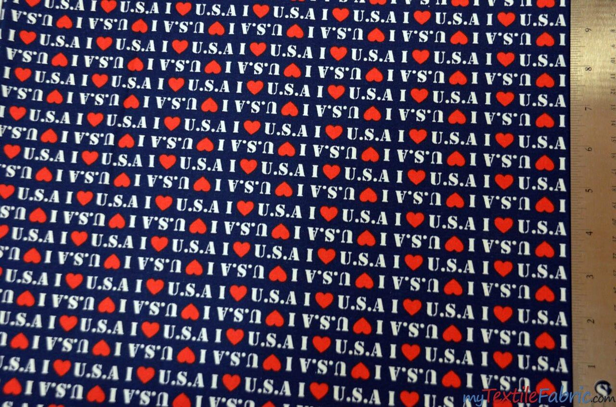 I Love USA 100 Percent Cotton Fabric - Patriotic Print, 58/60" Width (1 Yard)