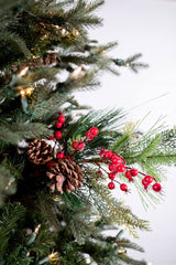 25” Ice Mixed Pine Berry Pinecone Spray