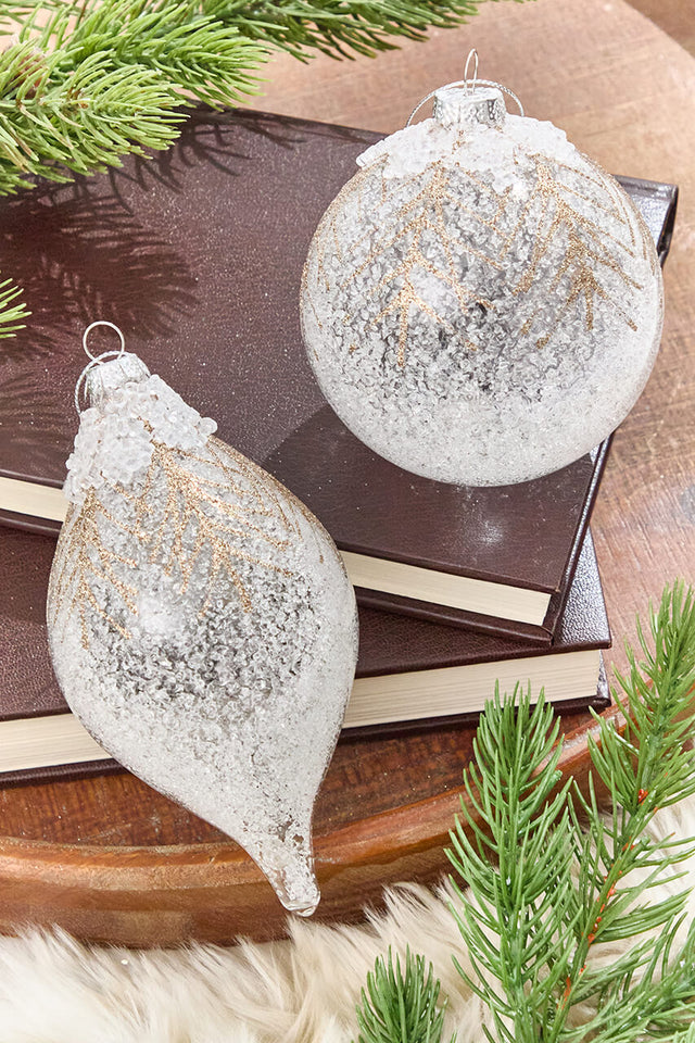5" - 7" Frosted Pine Glass Ornament