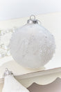 4" - 5.5" Icy Beaded White Glass Ornament