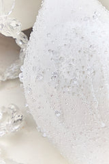 4" - 5.5" Icy Beaded White Glass Ornament
